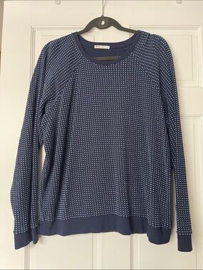Marine Layer Navy Crewneck with White Dot Pattern